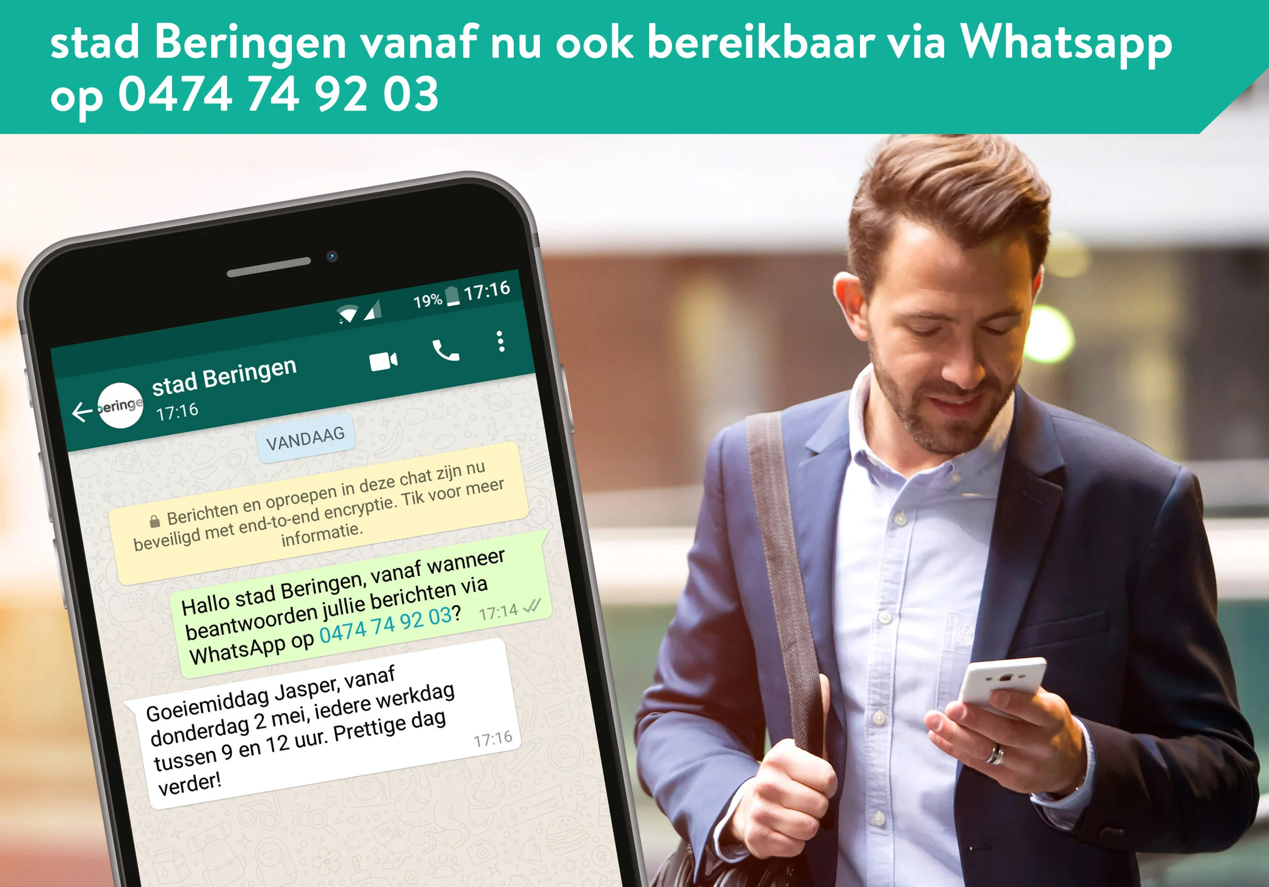 Stad Beringen vanaf nu ook bereikbaar via WhatsApp